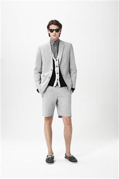 Straight Fit Shorts With Button Closure, Gray, large
