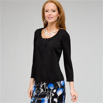 3/4 Sleeve Tee, Black, large