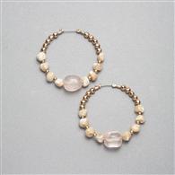 Pink and Gold Hoop Earring, Gold, medium