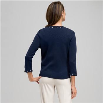 Trimmed Cardigan, Admiral Navy, large