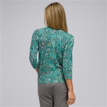 3/4 Sleeve Crew Neck Cardigan, Multi, large