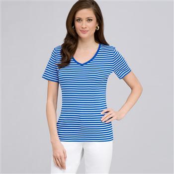Short Sleeve Shell, riviera blue & white, large