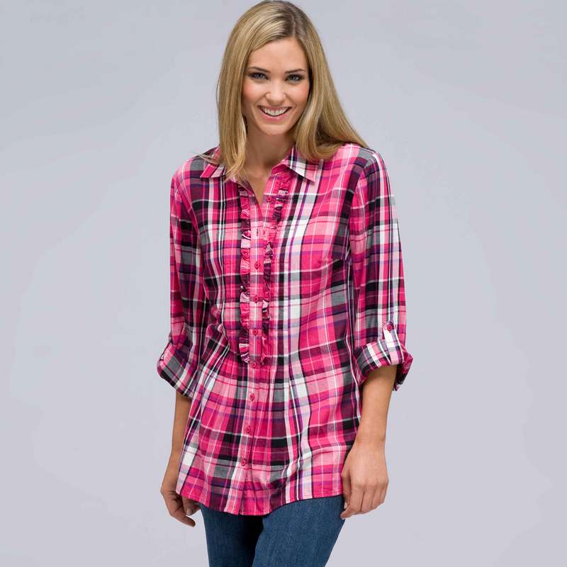 Roll Sleeve Shirt, Multi, large