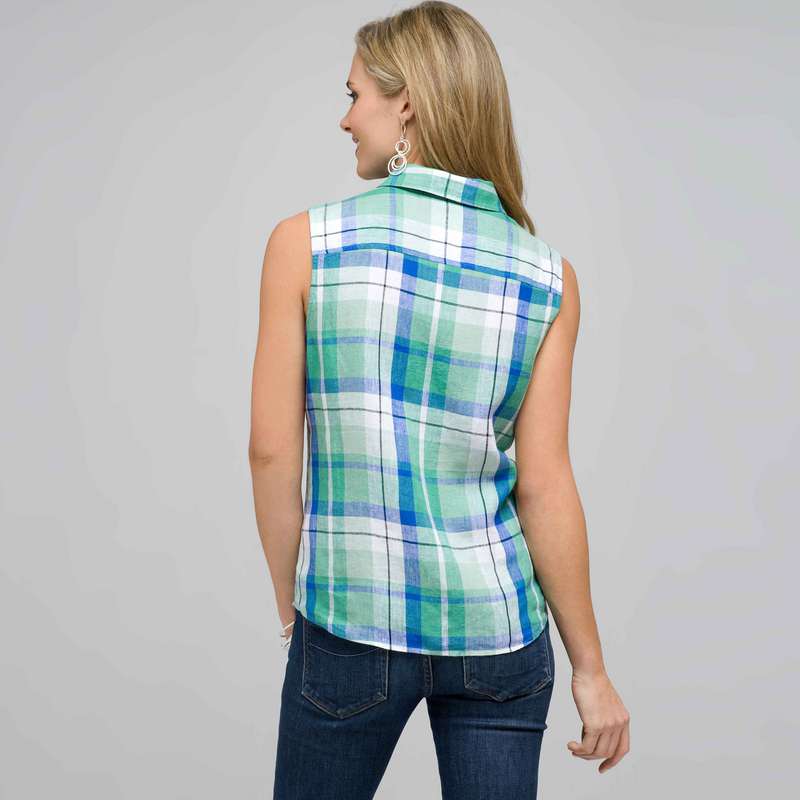Sleeveless Button Down Shirt, , large