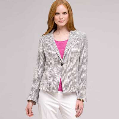 Textured 1 Button Jacket, Ink Multi, medium