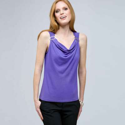 Drape Neck Tank with Buckles., Spring Violet, medium