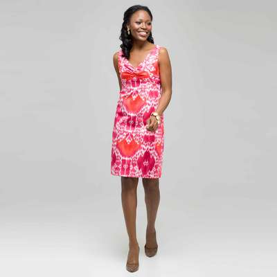 Mixed Floral Colour Twist Front Dress, Hot Pink Combo, medium